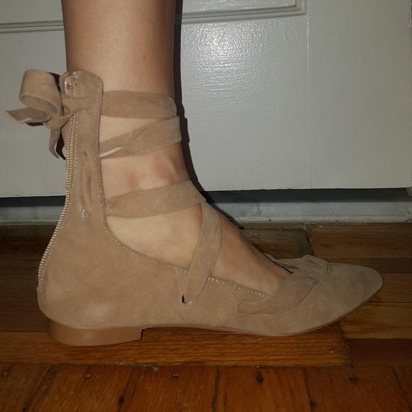 LAST CHANCE! CLOSET CLOSING! Jeffrey Campbell Susy-hi nude suede lace-up flats - Picture 7 of 8